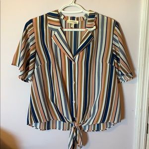 Striped collared crop top